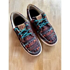 Twisted X Hooey Loper Western Lace Up Sneakers Midnight Aztec WHYC019 Moc Toe 8M